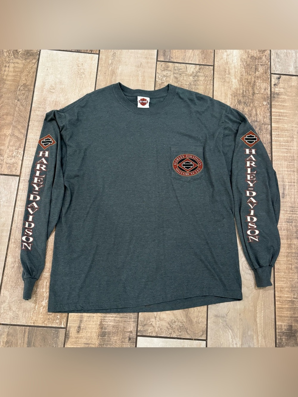 Vintage Y2K 2008 Harley Davidson Visalia long sleeve gray shirt  Size XL